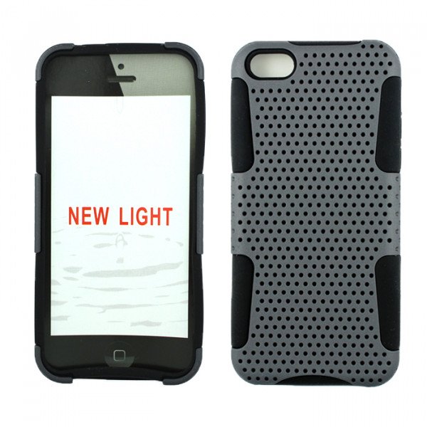 Wholesale iPhone 5C Mesh Hybrid Case (Gray - Black)